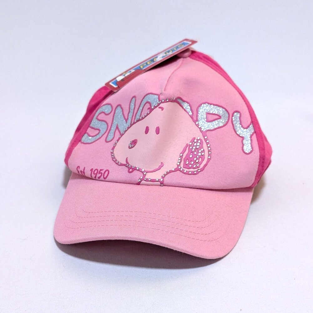 NWT New Pink Peanuts Snoopy Baseball Cap Hat Bling Sparkly Sequin Cute Casual
